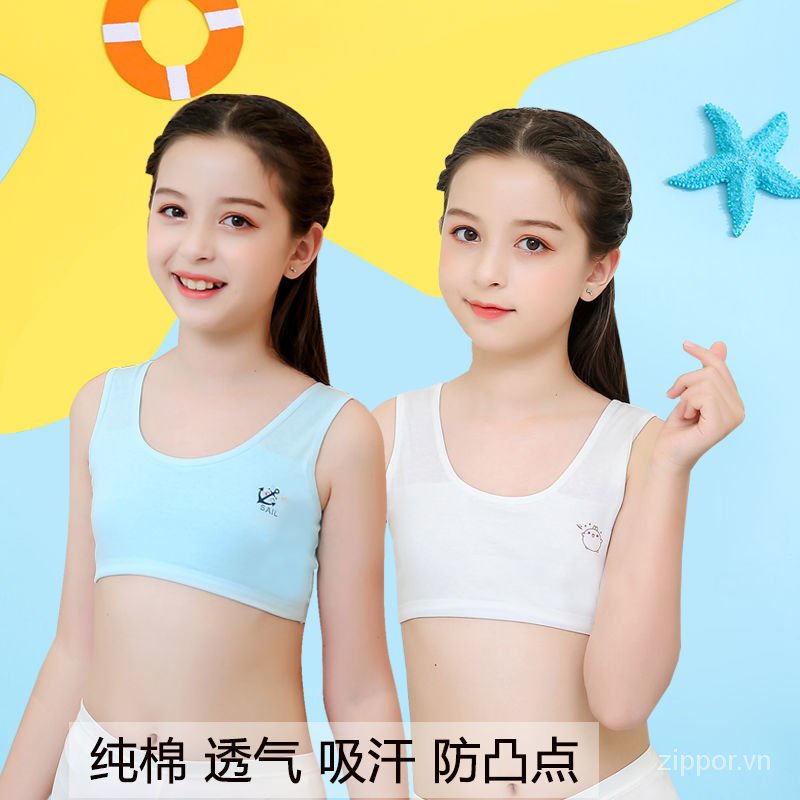 Bộ 3 Áo Lót Hai Lớp Bằng Cotton Dành Cho Bé Gái Độ Tuổi 9-18 Tuổi