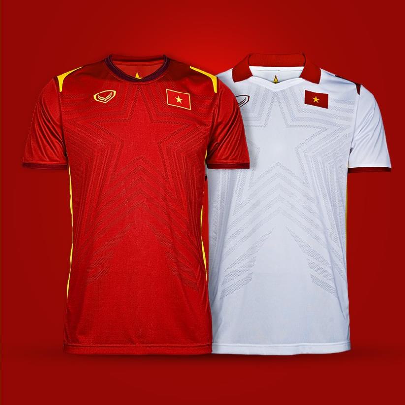 Áo thi đấu bóng đá ĐTVN 2021 và 2022 Màu đỏ & trắng chính hãng grandsport chính thức - Minh Hải Sport !