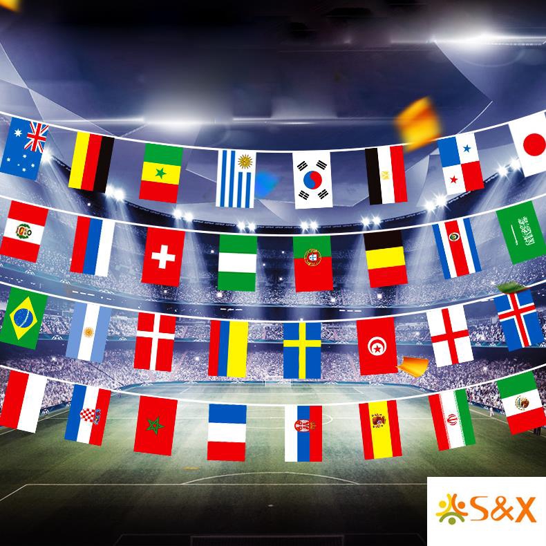 Bộ 32 Lá Cờ Các Nước Tham Gia World Cup 2018 / 14x21cm