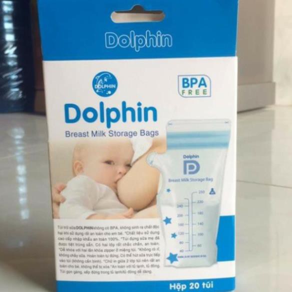 [Mã 267FMCGSALE giảm 8% đơn 500K] Túi trữ sữa Dolphin hộp 20 túi/ túi 250ml