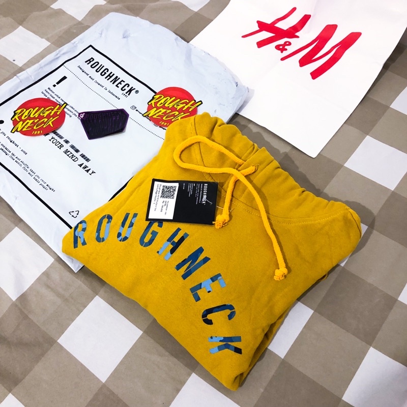 (Cửa Hàng Resmi) Áo Khoác Hoodie Cổ Thô Màu Vàng Mù Tạt Chính Hãng