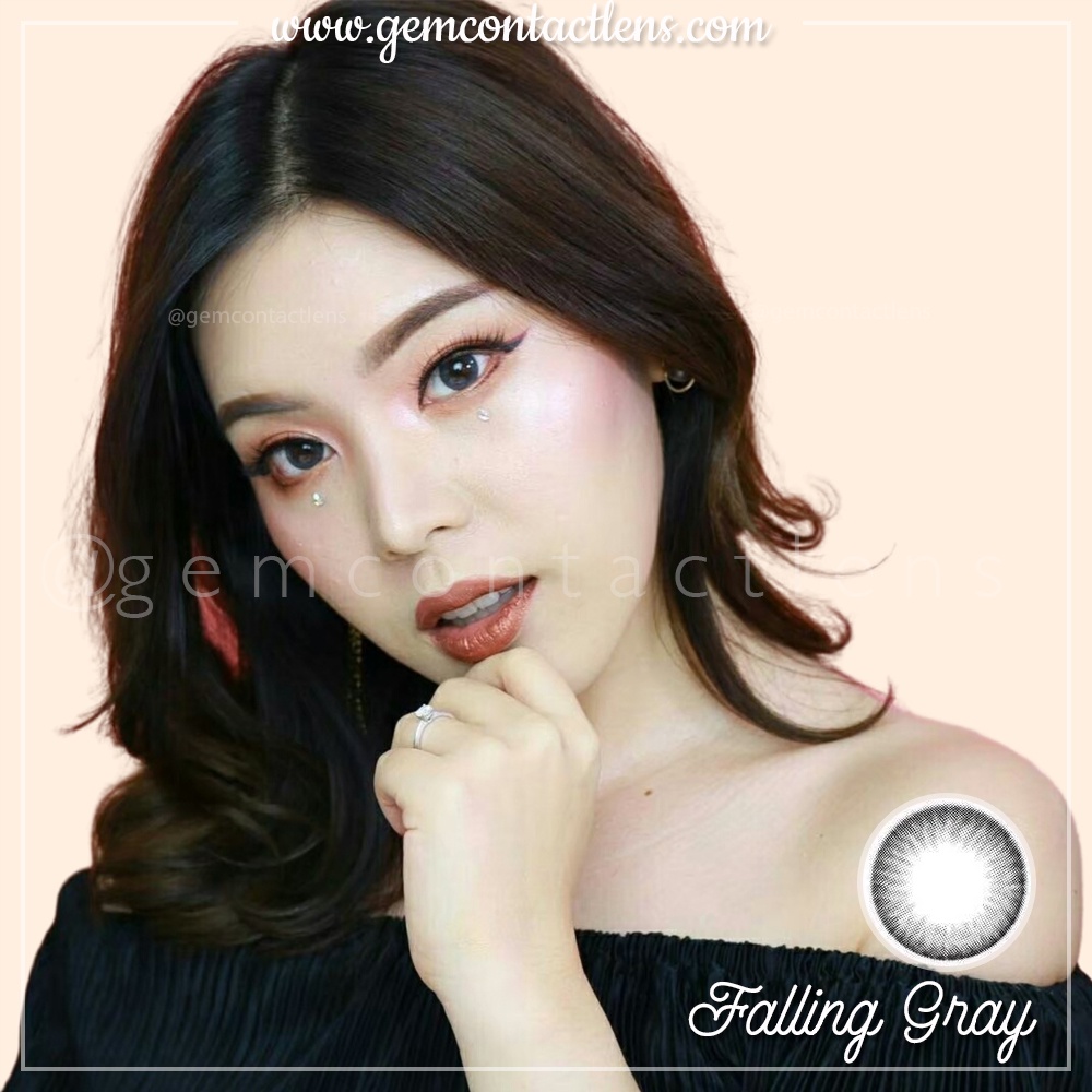 Áp Tròng Giãn Nhẹ FALLING GRAY - Ẩm Cao 55% - HSD 6 Tháng, Có Lệch, Lens Xám Tự Nhiên Đeo Hàng Ngày Phù Hợp Mắt Nhạy Cảm