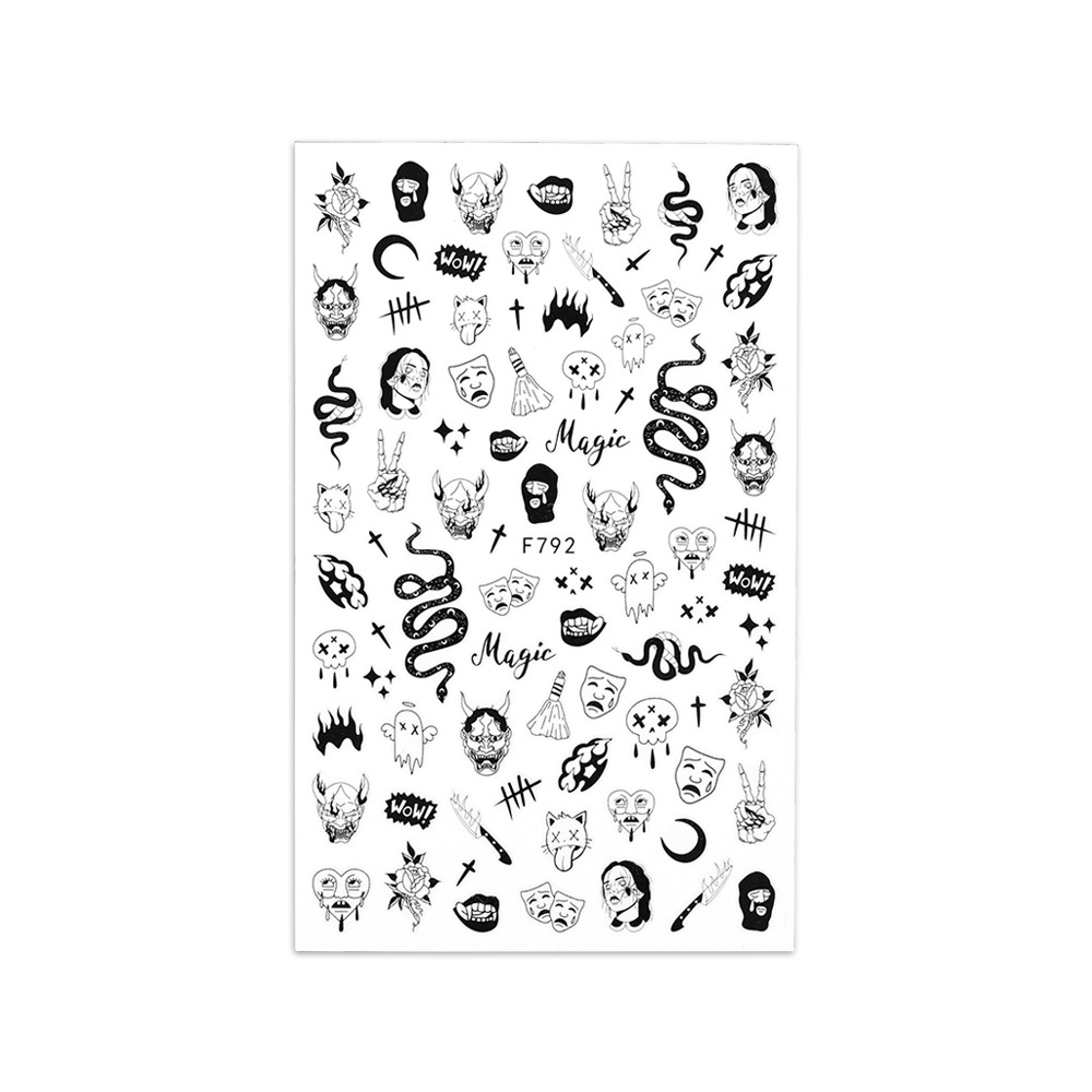 Sticker Dán Móng Nghệ Thuật Họa Tiết Mạng Nhện Đầu Lâu Trang Trí Halloween DIY