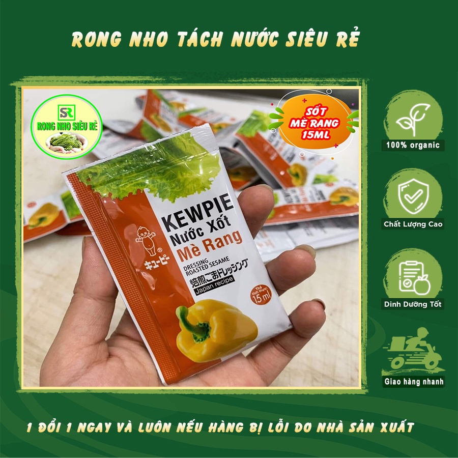 Nước sốt mè rang Kewpie gói 15ml, mua 20 gói sốt tặng kèm 1 gói rong nho 10gr nở 30gr siêu ngon, siêu giòn