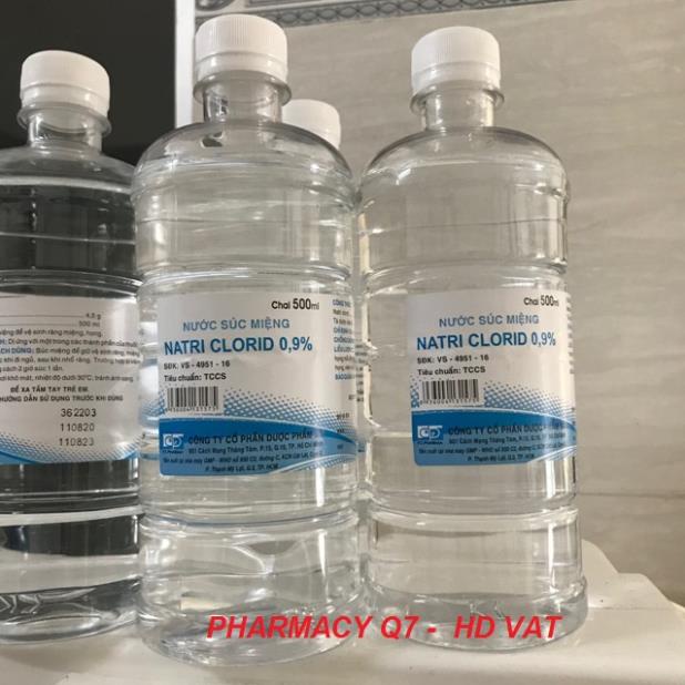 Nước muối SÚC MIỆNG 500ml NaCL 0,9% BA THÁNG HAI Súc miệng, họng NATRI CLORID CÔNG TY 3/2