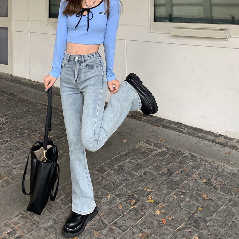 Quần jeans ống loe STYLE DISSCO cổ điển vintage