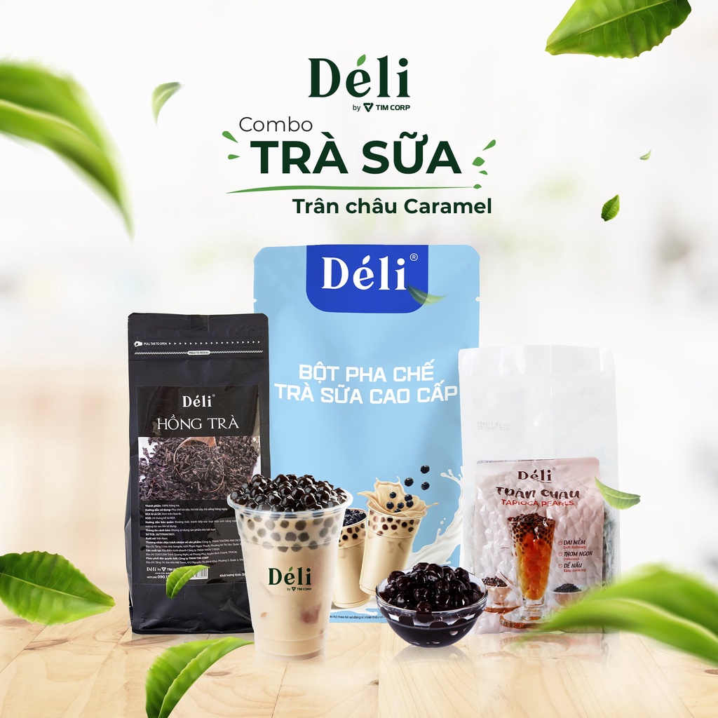 Combo gồm: hồng trà, bột sữa, trân châu
