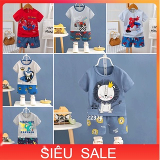 Đồ bộ cộc tay bé trai 2-8 tuổi màu tươi sáng hình sắc nét vải cotton co giãn tốt thấm hút mồ hôi