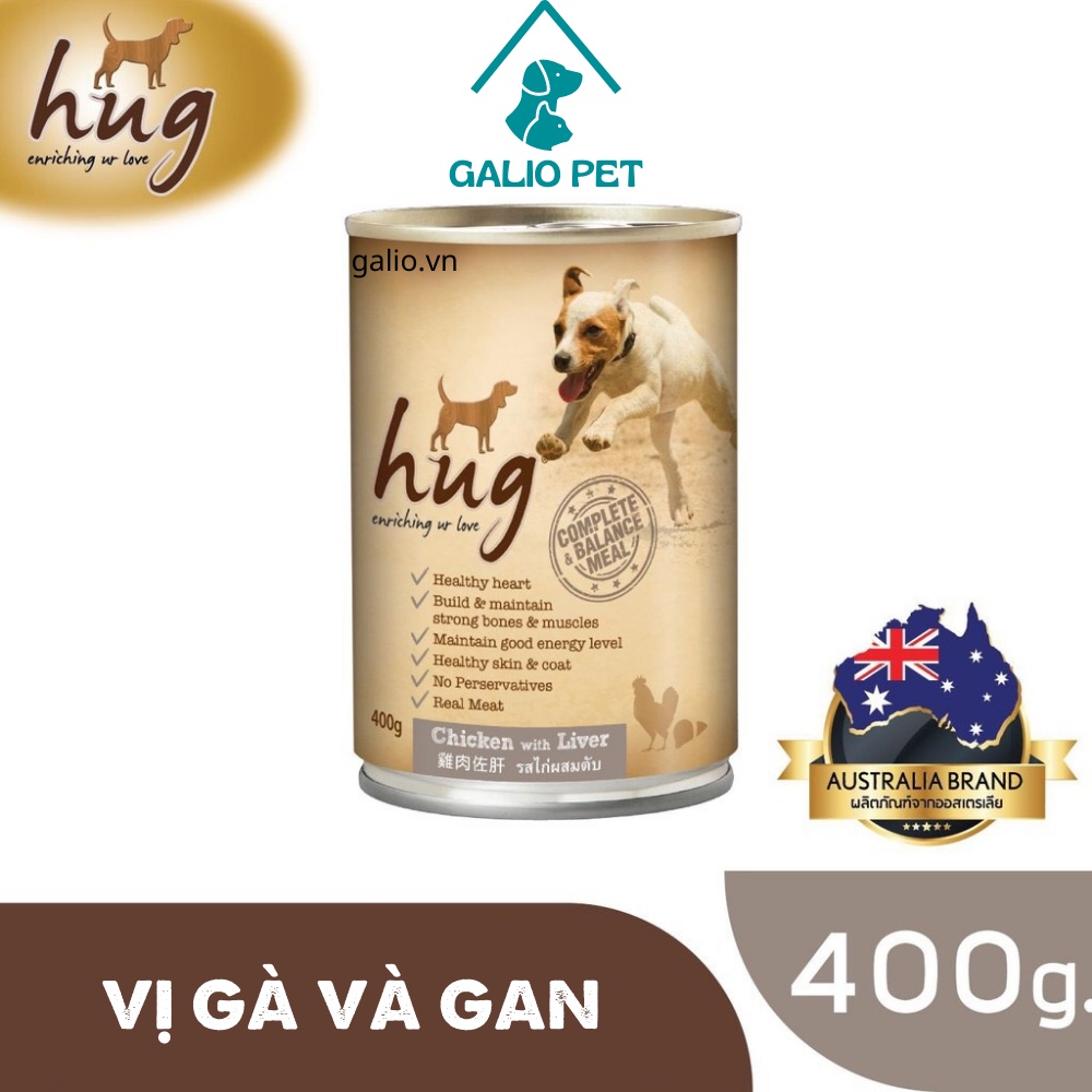Pate Chó Hug Enriching Ur Love vị Gà và Gan Bò, lon 400g
