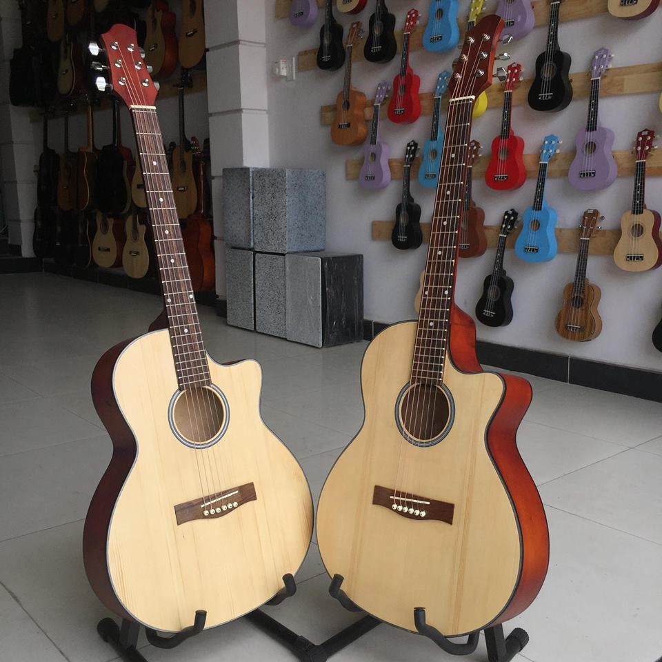 Đàn guitar SV001 - đàn acoustic tập chơi có ty chống cong - Tặng phụ kiện