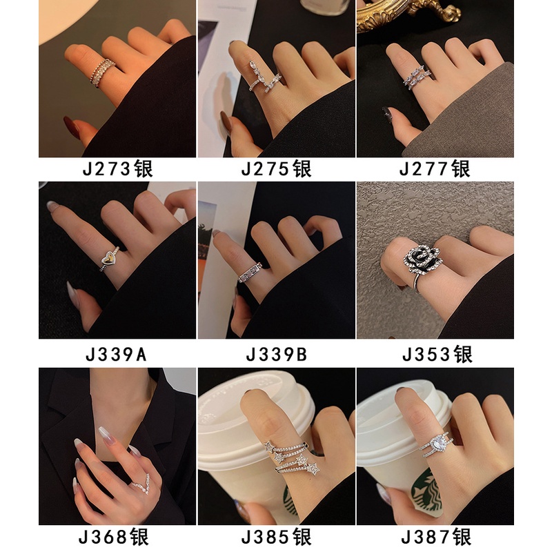 Nhẫn Hở Mạ Bạc Đính Đá zircon Kiểu Dáng Đơn Giản Cho Nữ