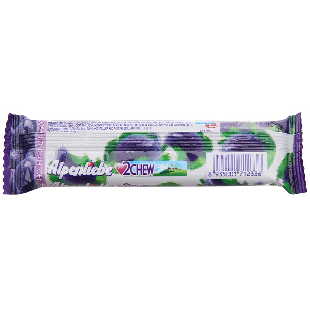 Kẹo Mềm Alpenliebe 2 Chew Dâu Dưa Hấu/ Dâu/ Nho 24,5g