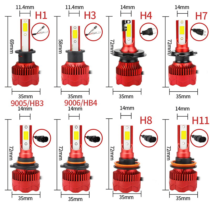 Set đèn pha LYMOYO H4 LED H7 COB H1 H8 H11 H3 9005 9006 H9 9012 48W nhiệt độ màu 6000K 12V cho xe hơi