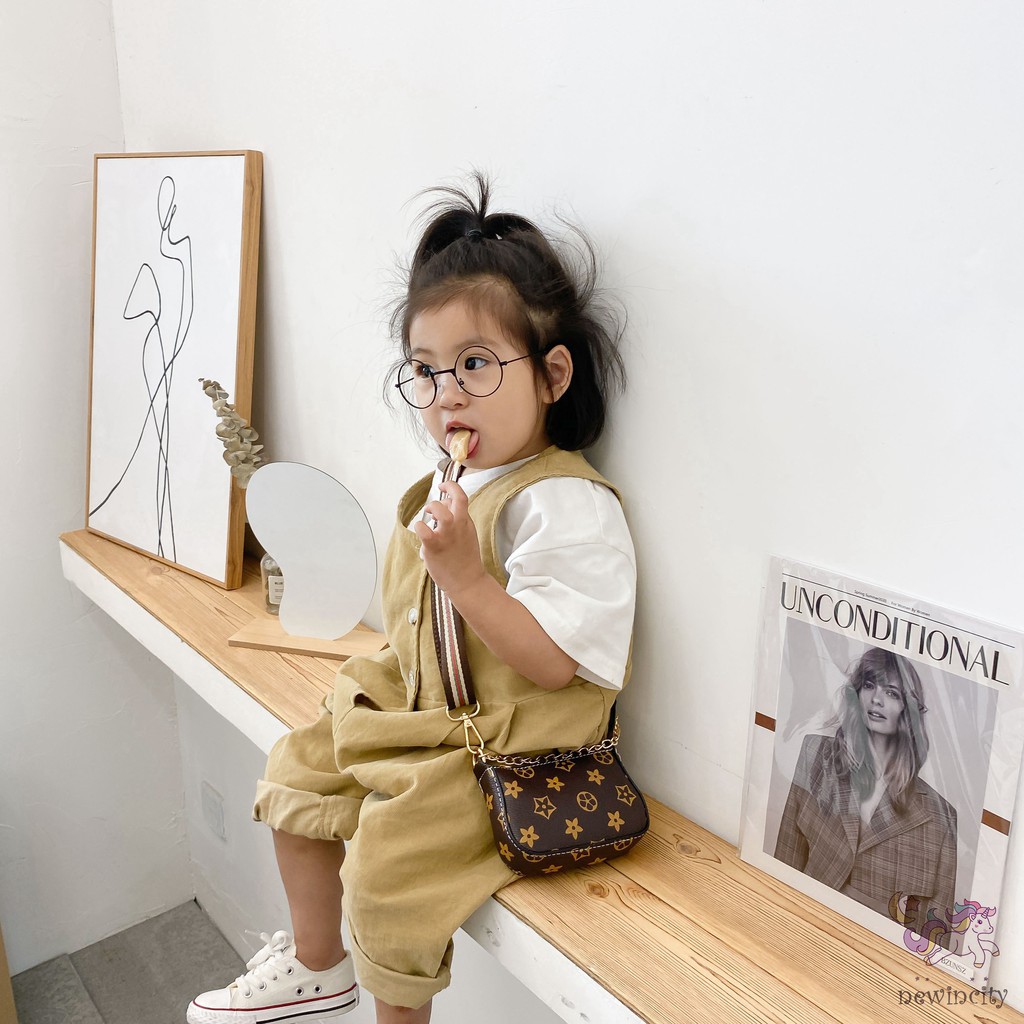 Túi xách đeo vai in họa tiết thời trang Hàn Quốc cổ điển cho trẻ em