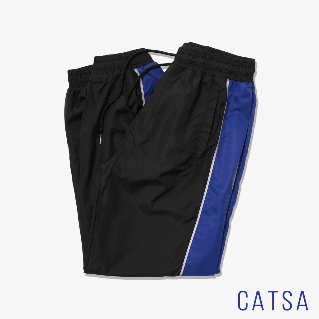 Quần Jogger đen viền phản quang trẻ trung, năng động chất liệu vải dù thoáng mát CATSA QTJ037