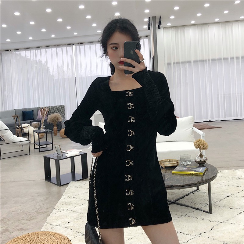 Đầm dáng ôm tay dài Emilyshop ulzzang