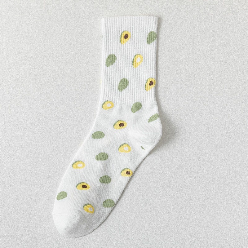 Tất nữ cổ cao MOKANA tất nhún họa tiết hoa quả xinh xắn TC08