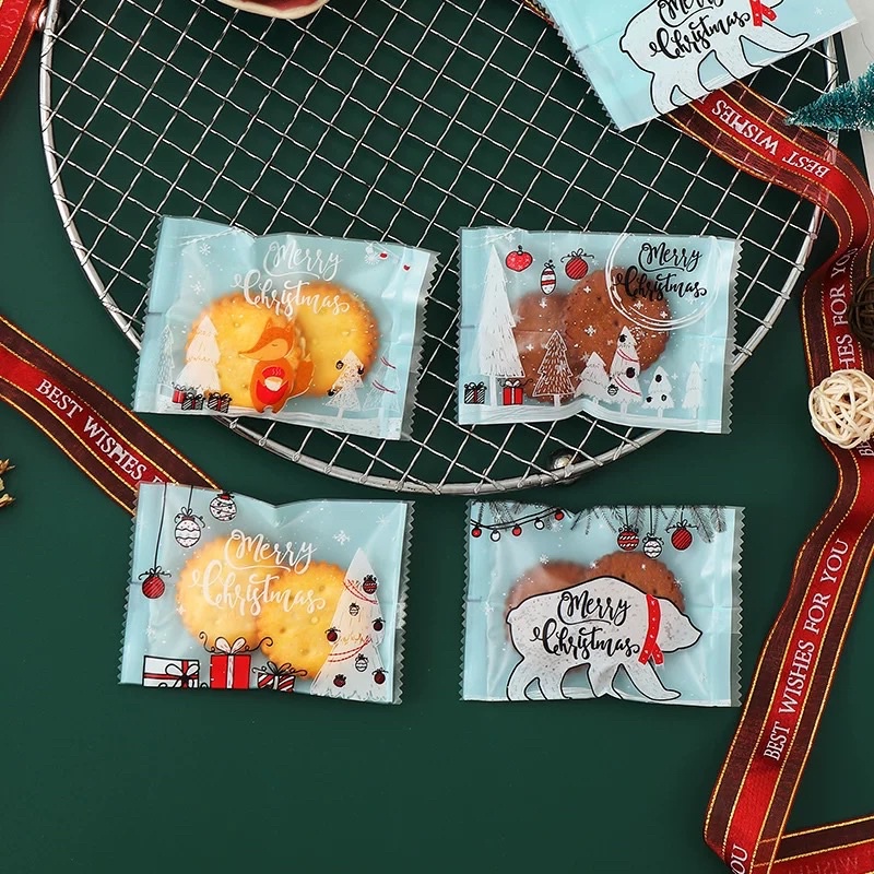 100 vỏ túi bánh kt7x10cm giáng sinh