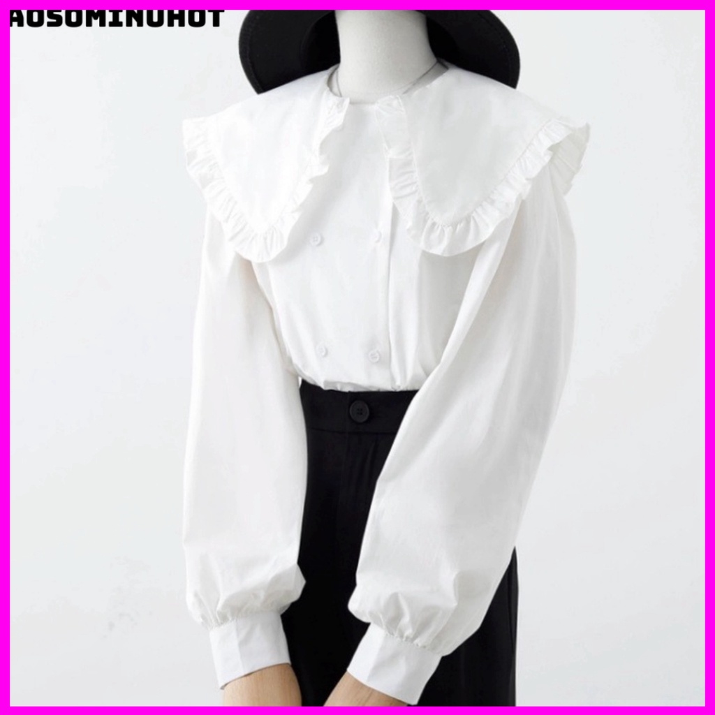 áo babydoll trắng tiểu thư cổ bèo ullzang hàng QC A 290 freeship50k