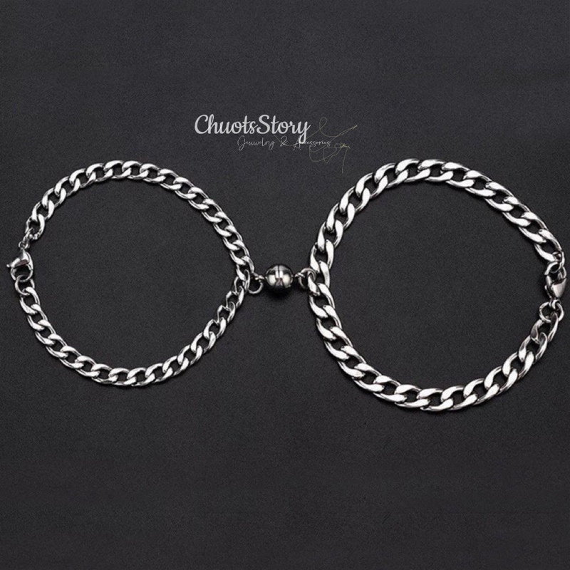 Vòng tay đôi nam châm nhiều mẫu, lắc tay cặp titan nam nữ thời trang - ChuotsStory
