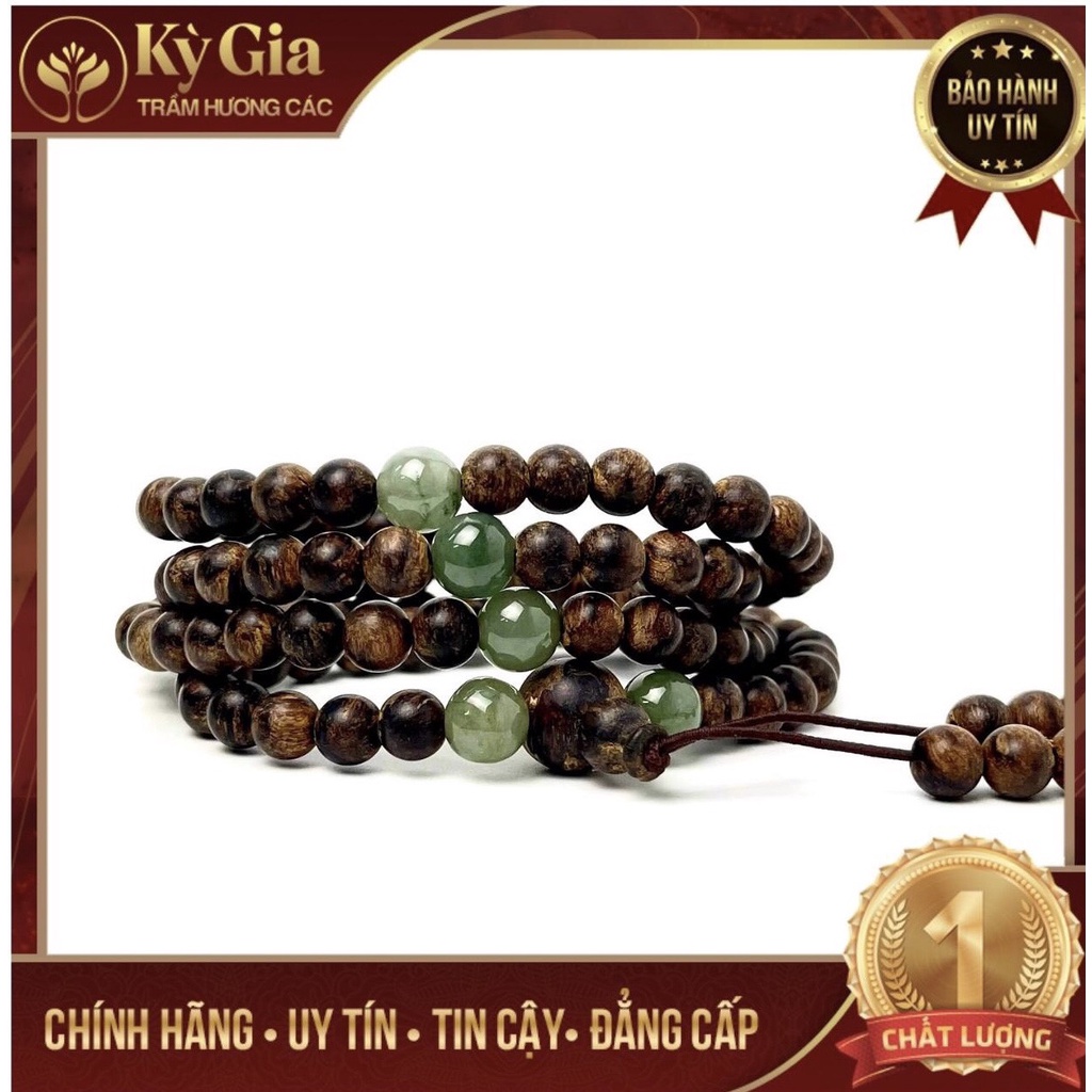 Vòng Tay Dó Philip Trầm Hương Kỳ Gia Phối Charm 6 Li 108 Hạt