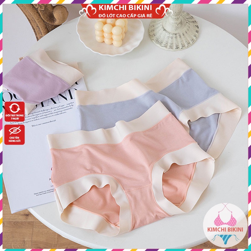 [Thanh Lý] Quần lót cạp to Lưng cao viền trắng KIMCHIBIKINI chip nữ cotton khủ mùi thoáng mát mềm mại dễ thương QL033