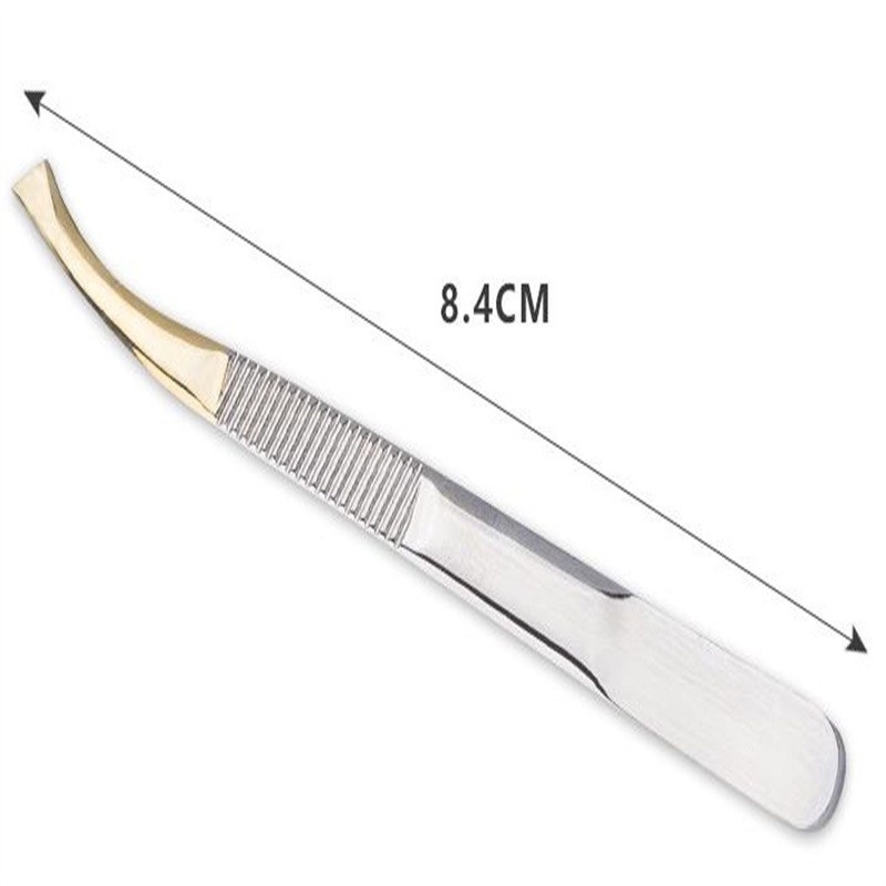 1PC Stainless Steel Tweezers with Oblique Mouth Design Bite Tightly Plucking Eyebrows Grafting Eyelashes Beauty Tool