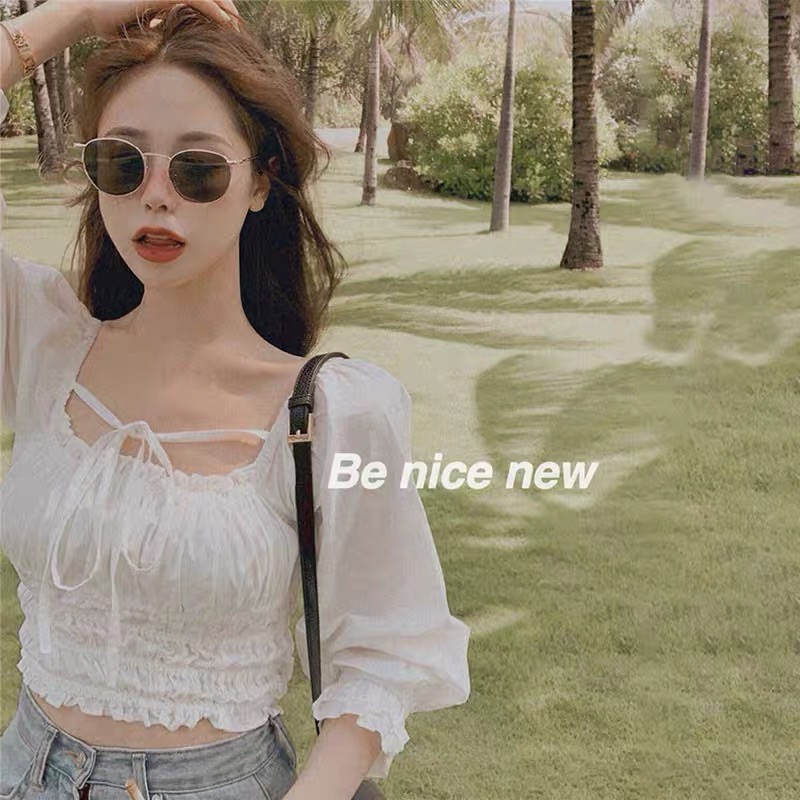 [Hàng mới về] Áo croptop nữ 🍓 FREESHIP 🍓 Áo croptop tay dài kiểu cổ vuông bo chun đẹp 🍓