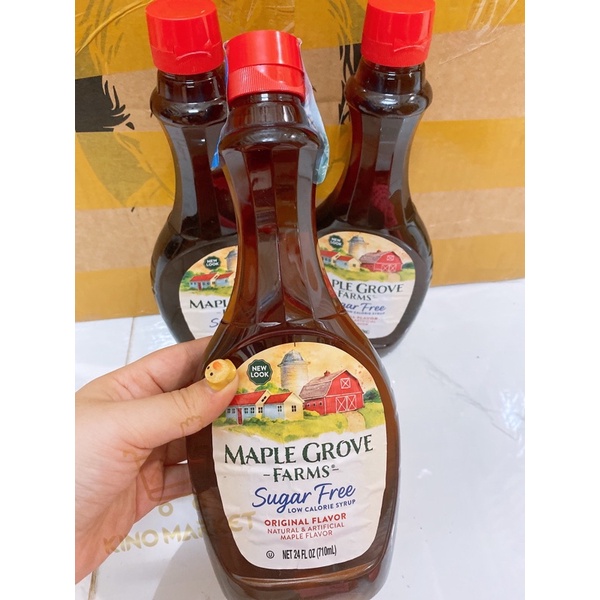 Mẫu mới Siro Không Đường ăn kiêng - Syrup Lá Phong Đỏ Maple Grove Farms 710ml ăn kiêng, eatclean, ke