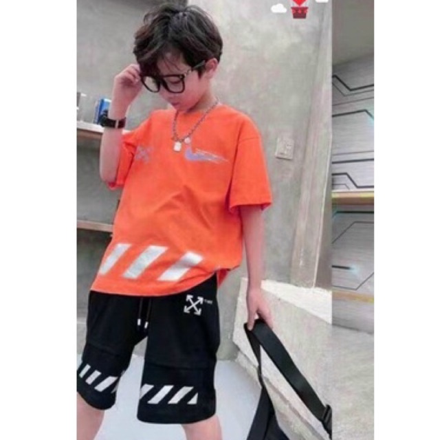 Bộ bé trai off white logo n.i.k.e áo in 2 mặt size đại cồ