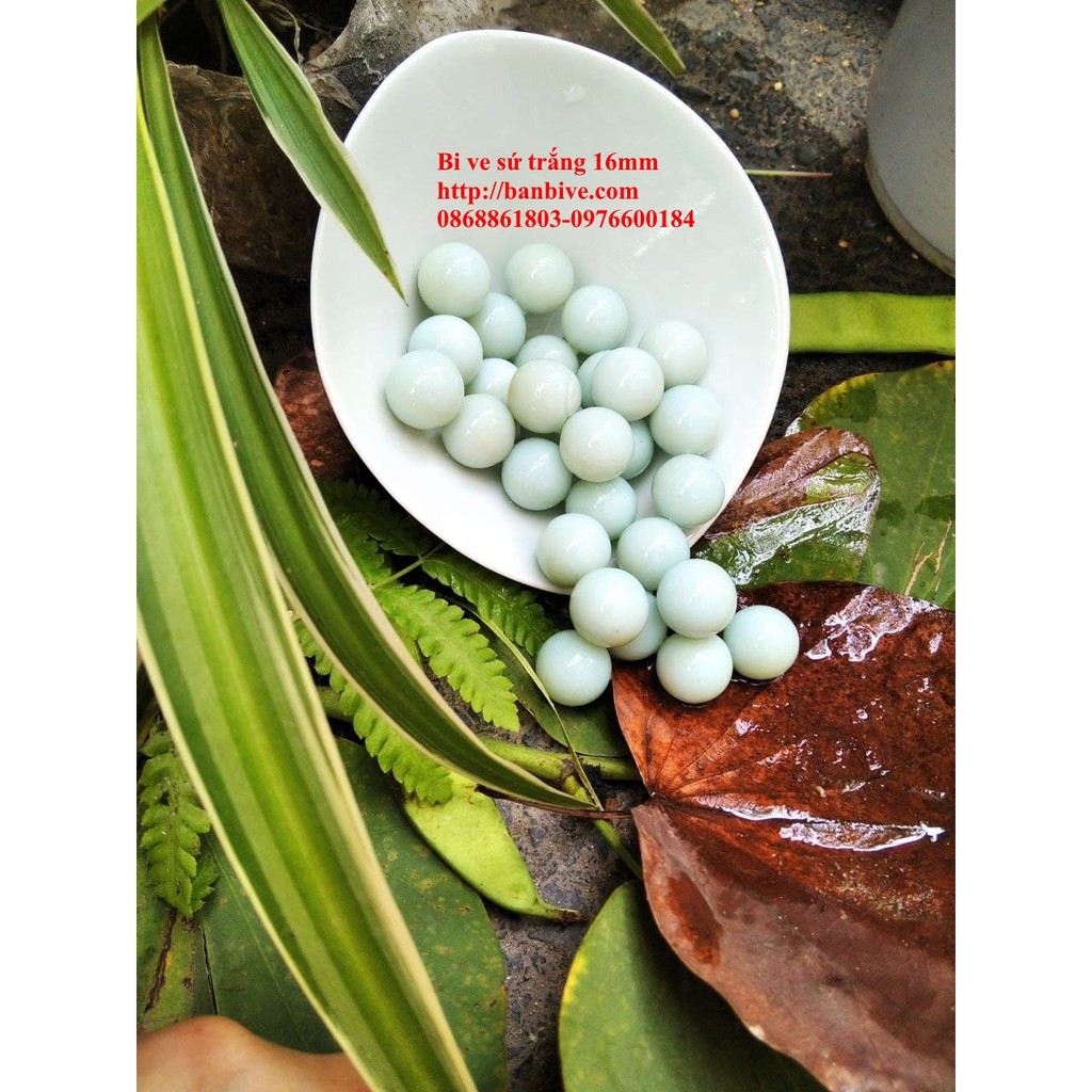 Bi ve - bộ viên bi sứ trắng đường kính 16mm bộ 20 viên