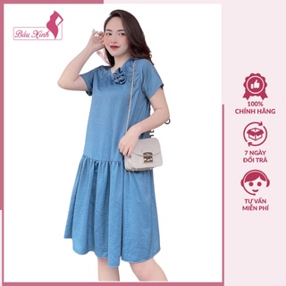 Váy bầu thiết kế - đầm bầu sang chảnh màu xanh hoa ngực đuôi cá HD07