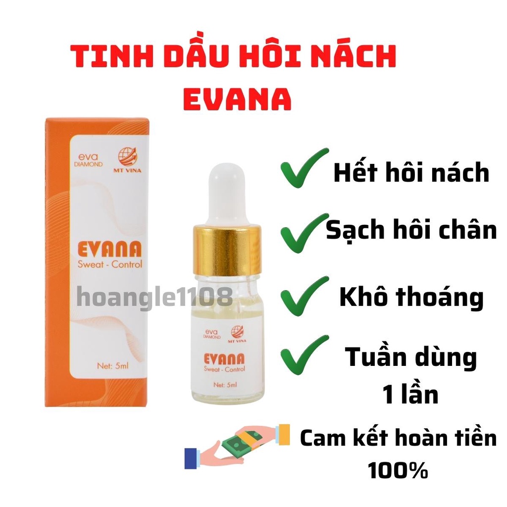 Tinh dầu hôi nách Evana khử mùi hôi nách hôi chân khô thoáng mồ hôi tuần dùng 1 lần lọ 5ml