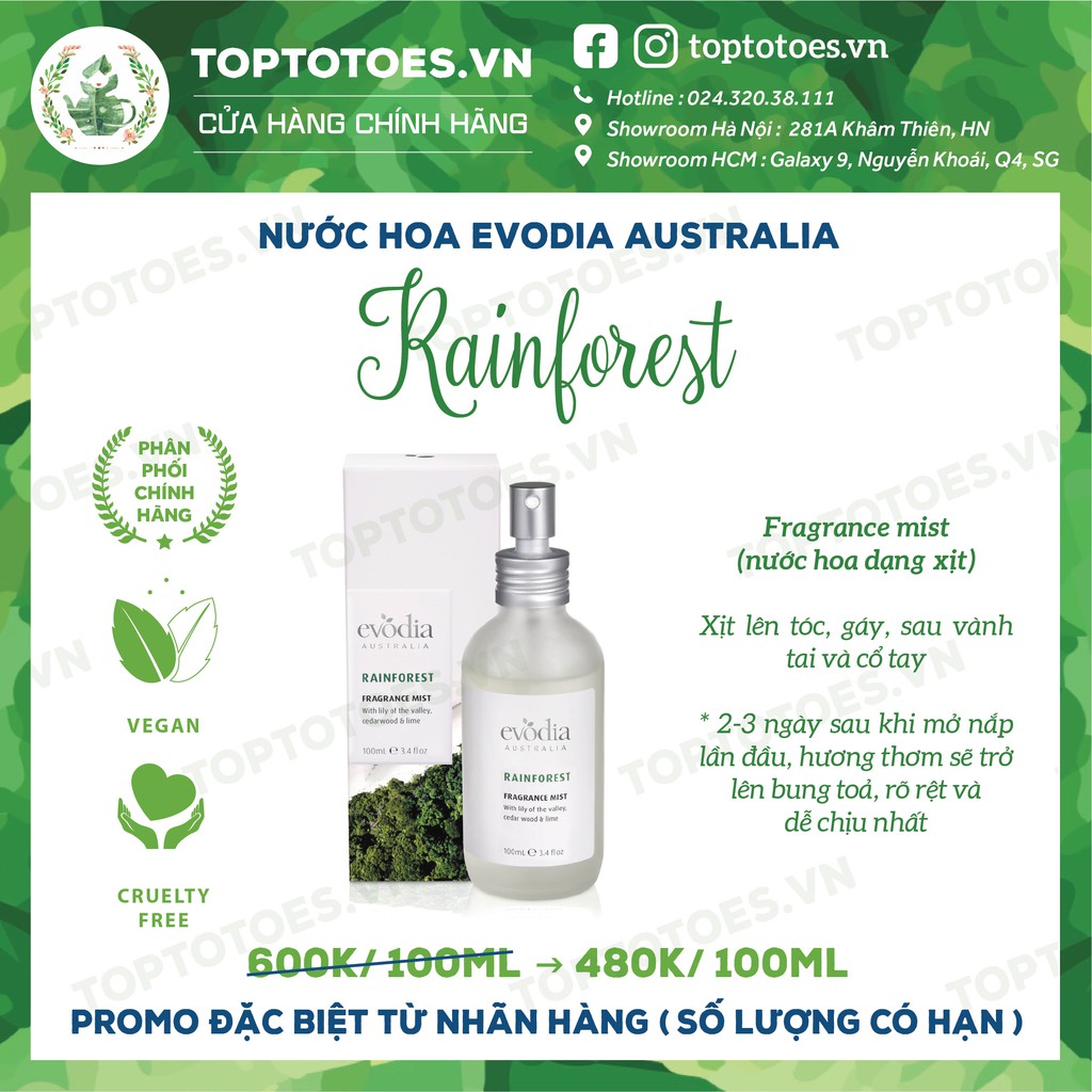 Nước hoa Evodia Australia RAINFOREST | Thế Giới Skin Care