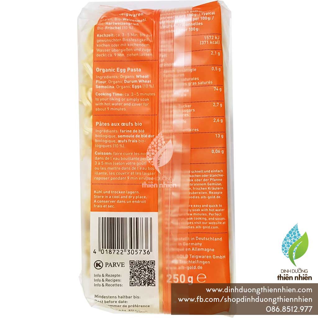 Mì Ăn Liền Hữu Cơ Alb-Gold Organic Instant Noodles, 250g