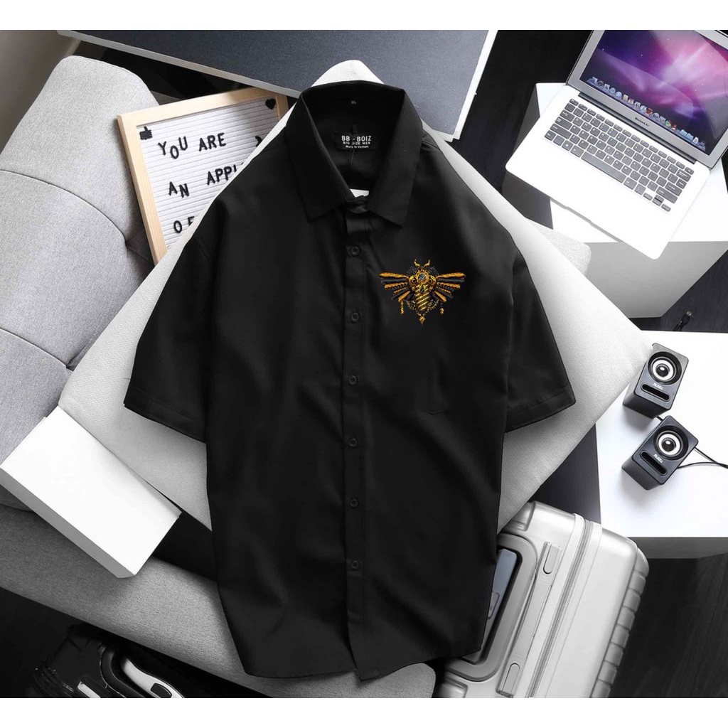 (bigsize) Áo sơ mi tay ngắn bigsize nam in hình bướm siêu độc bigsize 75-140kg