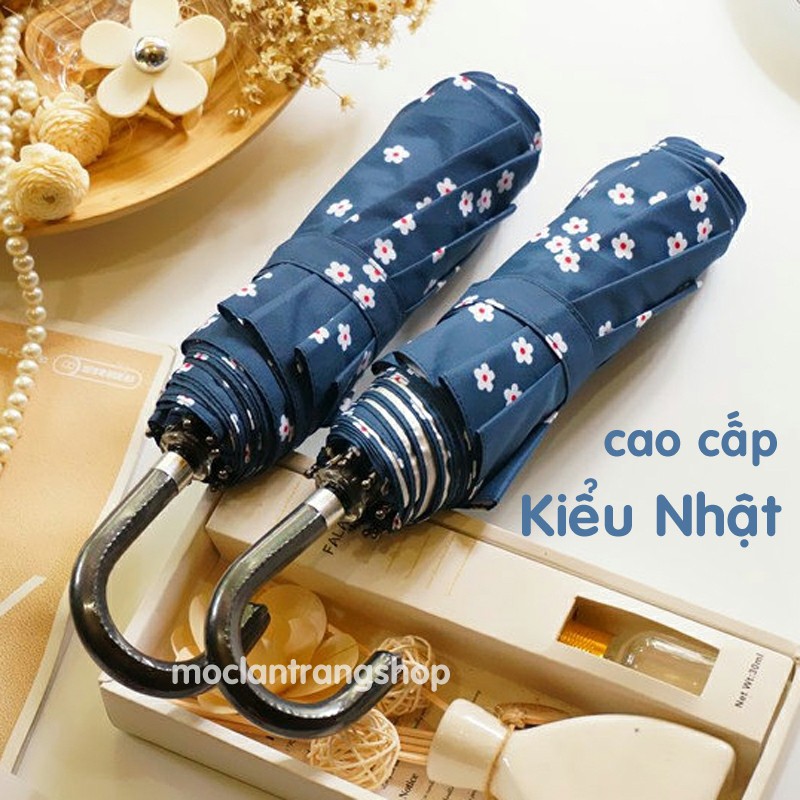 Ô gấp gọn 2 lớp cao cấp họa tiết hoa nhí kiểu Nhật nhiều mẫu, chống tia cực tím, dù gấp gọn, dù hai lớp che mưa che nắng