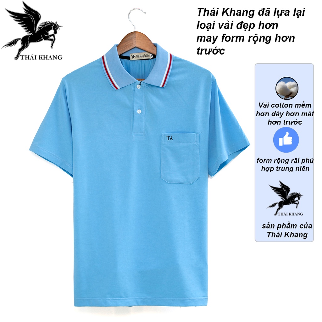 áo thun nam có cổ trung niên vải cotton dày mát loại áo thun trung niên form rộng thoải mái TOG2