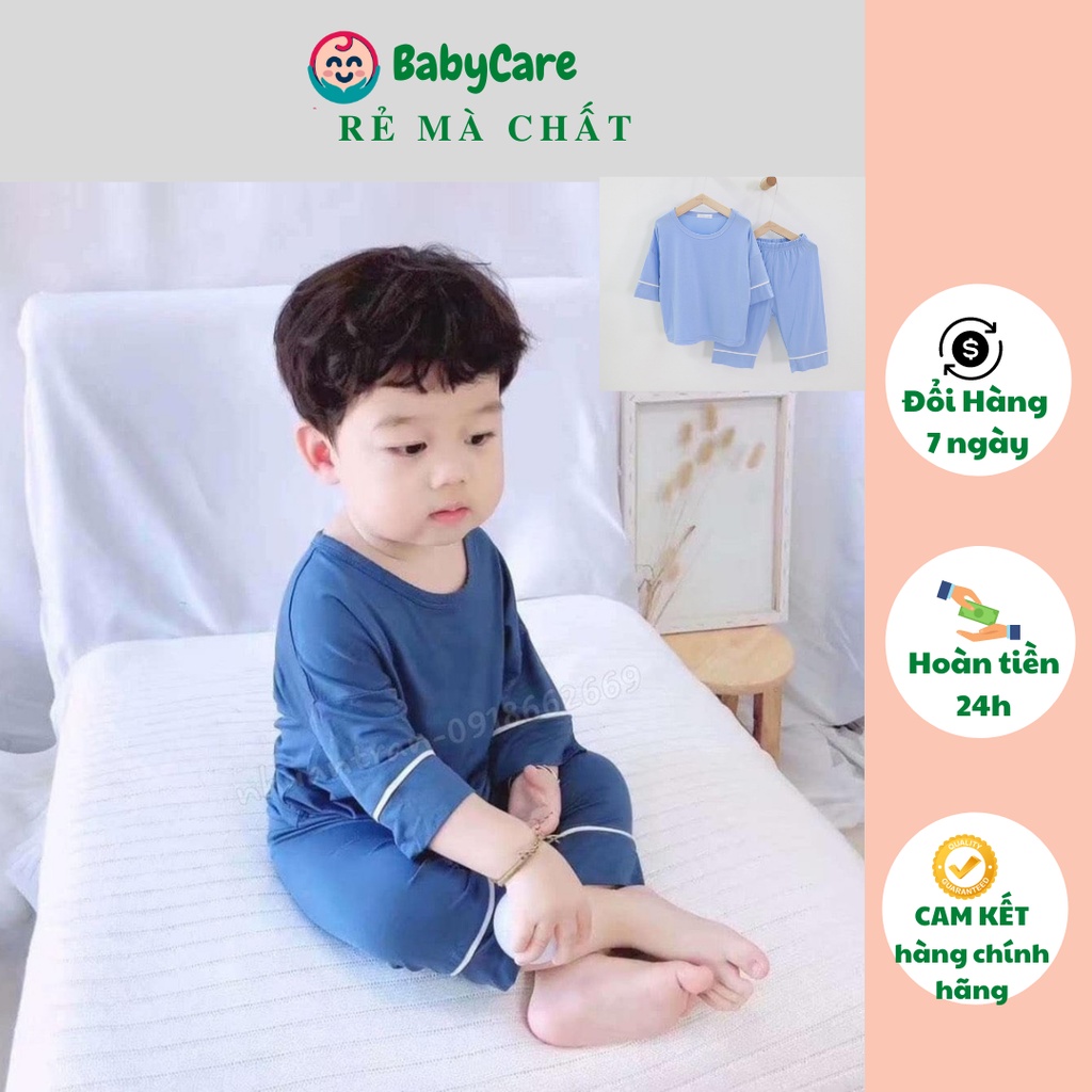 Bộ Dài Tay THUN LẠNH MINKY MOM Viền Lửng ống rộng Cho Bé, Bộ quần áo dài tay cho bé trai bé gái từ 5-18kg