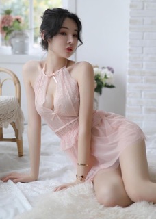 Váy ngủ ren cổ yếm 0270