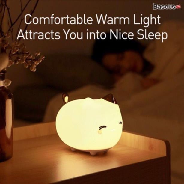 Đèn ngủ cảm ứng đổi màu thông minh Baseus Cute Series Doggie Silicone Night Light - Hàng Chính Hãng