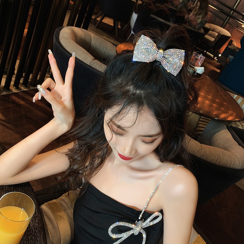 Cặp tóc nơ vuông đính đá lấp lánh ngọt ngào_M1115