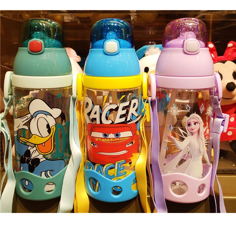 Bình Nước Nhựa Có Ống Hút Họa Tiết Disney Dễ Thương Cho Bé