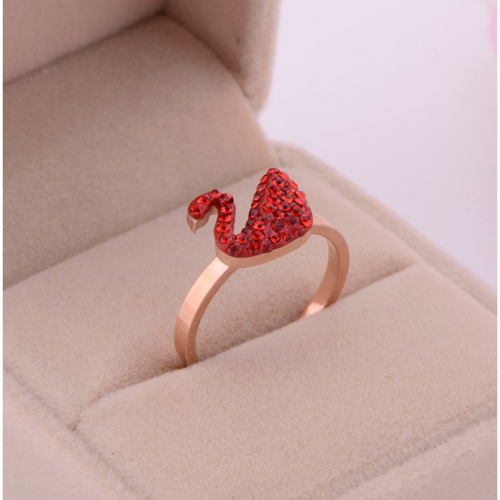 Nhẫn titan nữ màu hồng kiểu thiên nga đính full đá siêu đẹp, bền màu- Tặng hộp - Đem lại sự quyến rũ cho đôi tay của bạn