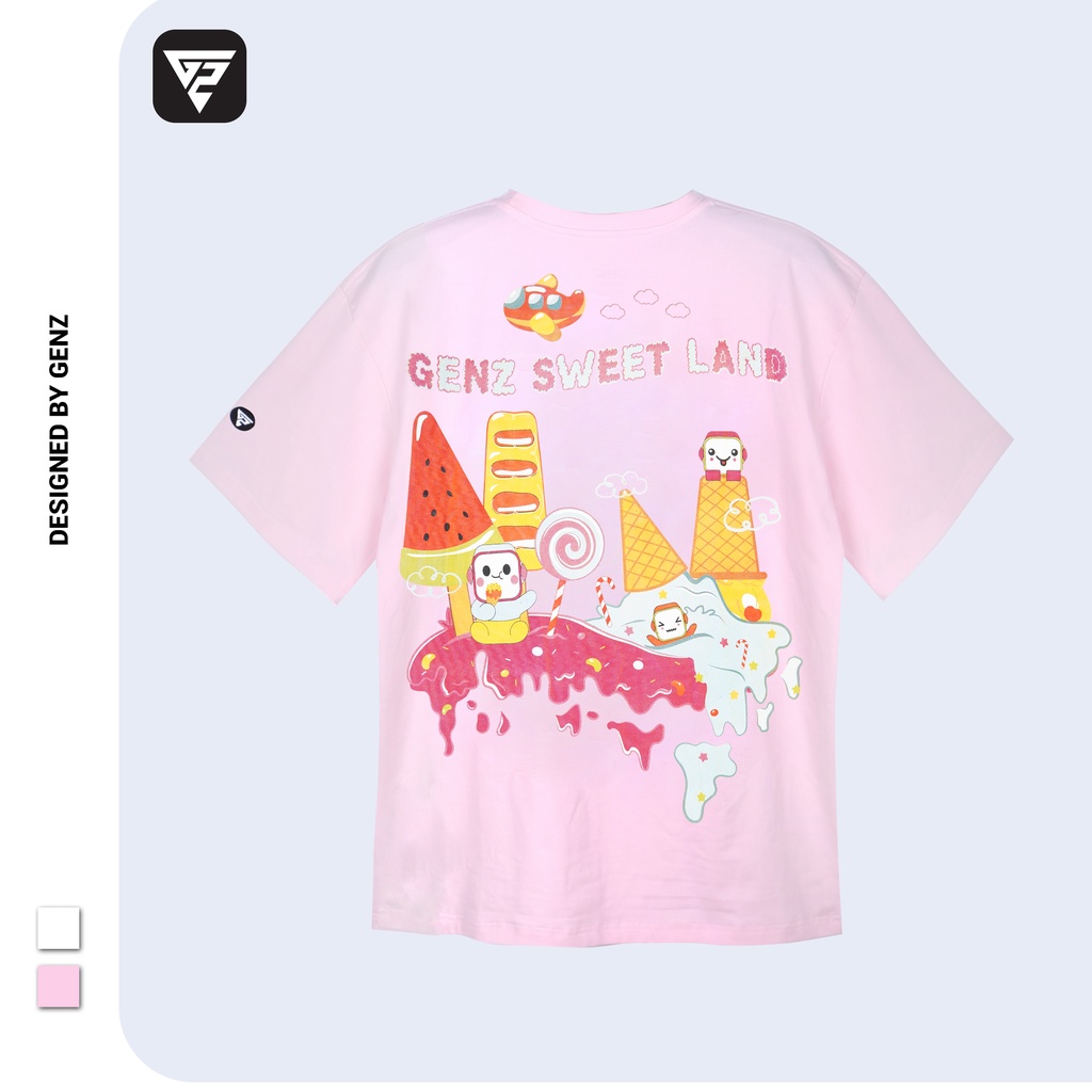 Áo thun tay lỡ GENZ phông Unisex nam nữ Cotton oversize form rộng Sweet Land