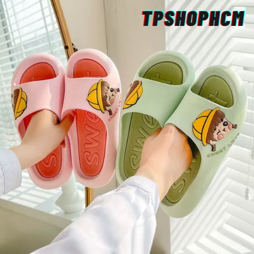 Dép bánh mì quai ngang nữ ulzzang BOY &amp; GIRL siêu cute đế đúc , chống trượt , êm chân cao cấp tự tin cháy phố