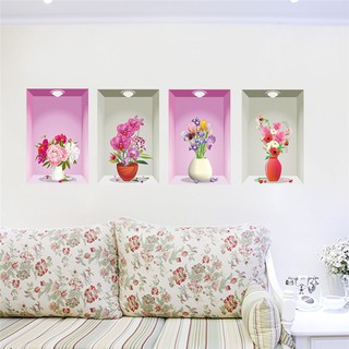 Nhãn dán tường hình bình hoa 3D