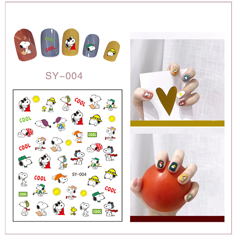 Miếng dán trang trí móng tay họa tiết hoạt hình Snoopy dễ thương