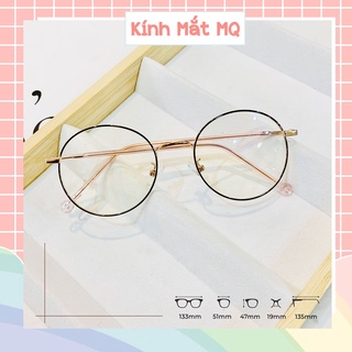 Gọng kính cận nam nữ tròn vintage mảnh nhẹ Nobita 2626 dễ đeo, Kính mắt MQ nhận lắp cận 0-6 độ