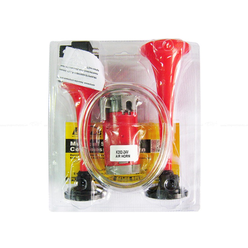 Kèn Hơi 2 Loa KPLUS K202 24V (Rơ Le Và Mô Tơ) - Nhập Khẩu Chính Hãng